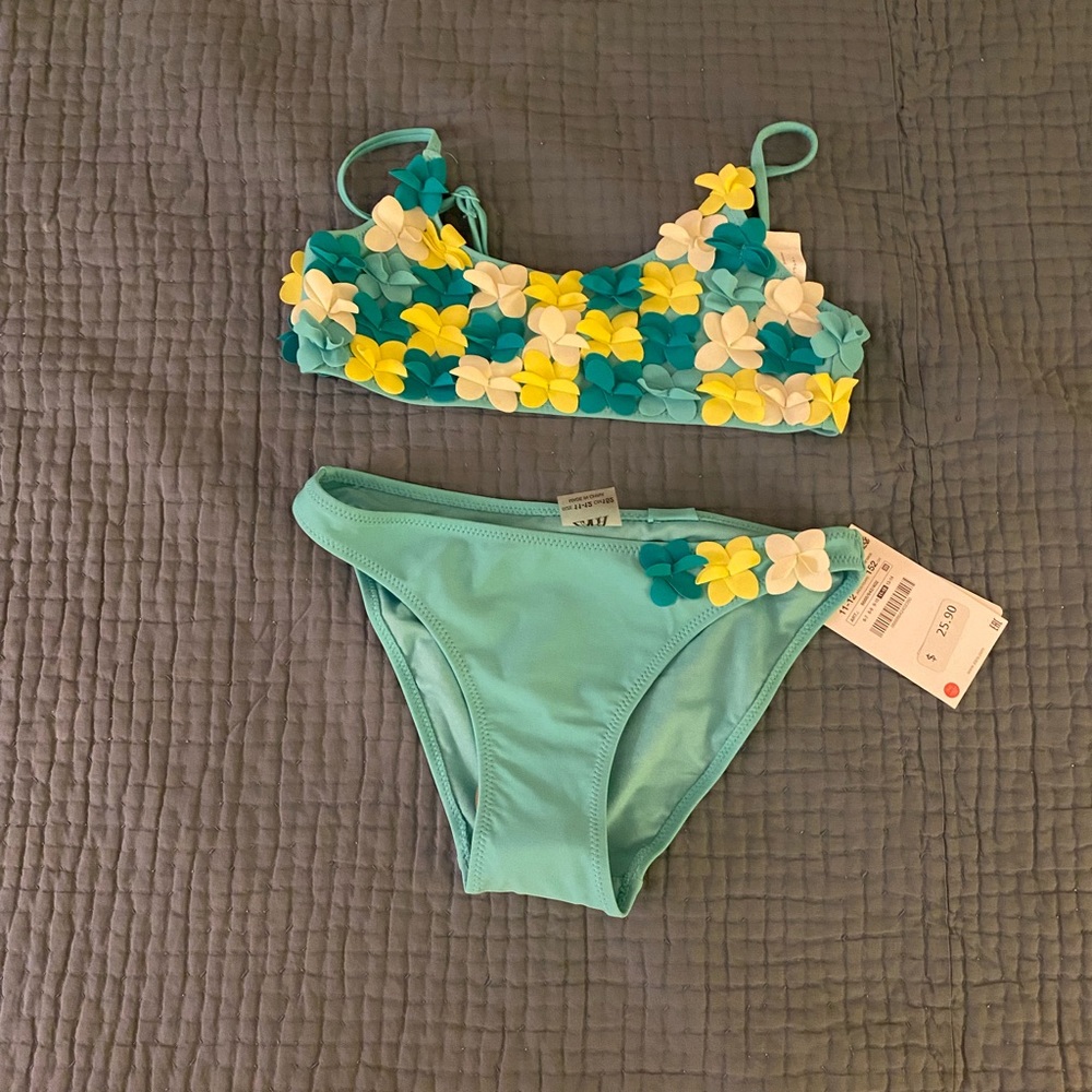 ZARA GIRL’S FLORAL TWO-PIECE SWIMSUIT SIZE 11-12